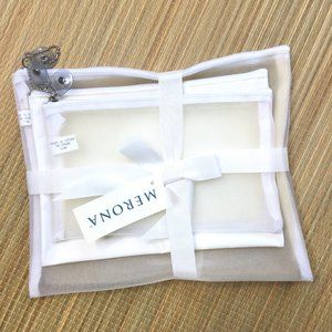 3 White Makeup Cosmetic Bags Pouches